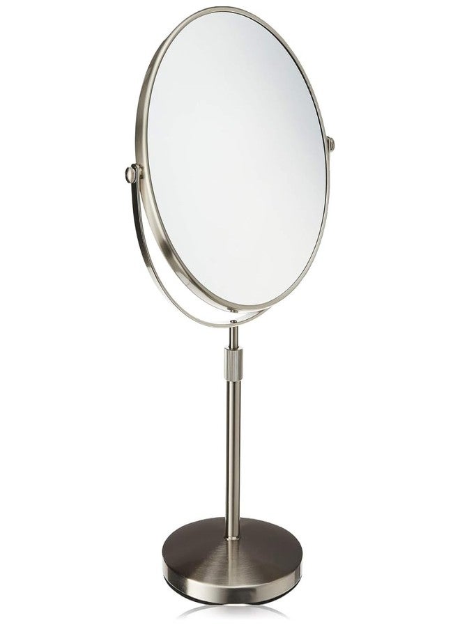 JERDON Two-Sided Tabletop Makeup Vanity Mirror - 5X-1X Magnification & Swivel Design - 9-Inch Diameter Mirror with Adjustable Height - Nickel Finish - Model JP4045N - Image 1